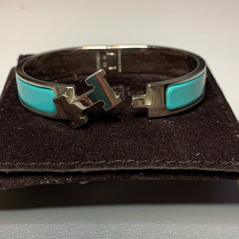 Hermes ClicClac H Bracelet PM Bleu Atoll
